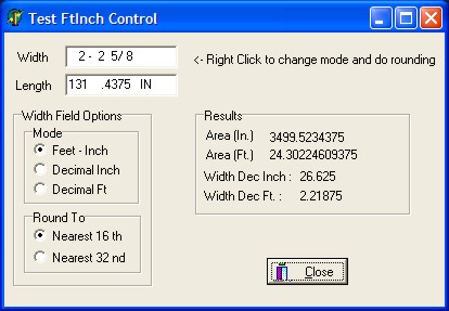 Feet Inch Delphi VCL component example 1