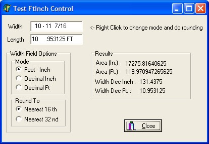 Feet Inch Delphi VCL component example 2